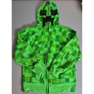 Minecraft Creeper Full-Zip Hoodie with Built-In Mask Kids XS (7) Green Jinx